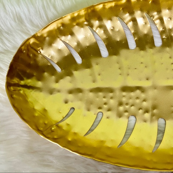 Monstera Gold Decorative Metal Tray Catchall - Picture 11 of 15